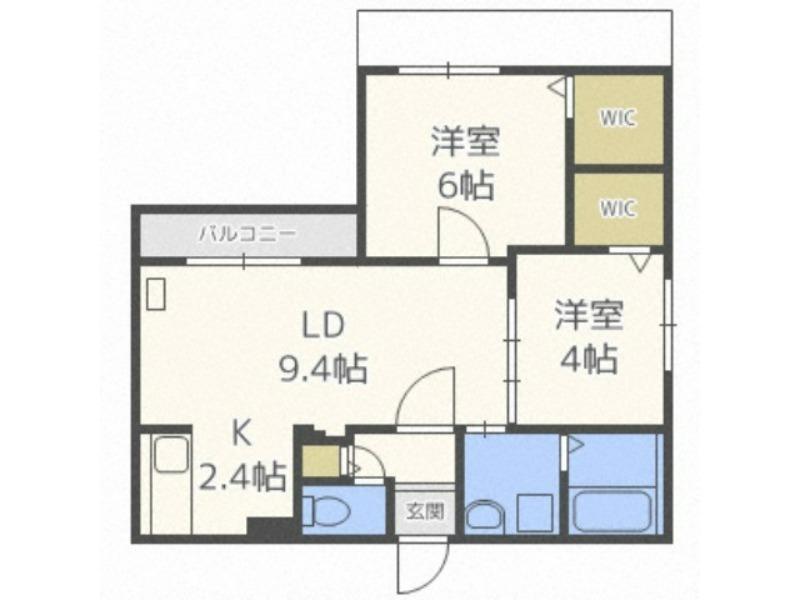 レガリア美園(2LDK/4階)の間取り写真