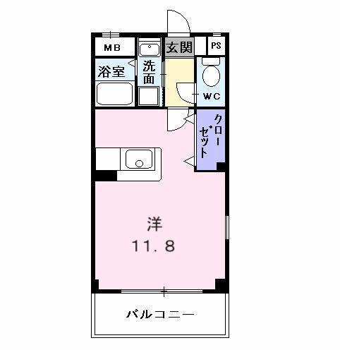 シューネス(ワンルーム/2階)の間取り写真