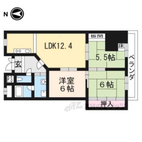 シャトー洗堰(3LDK/2階)の間取り写真
