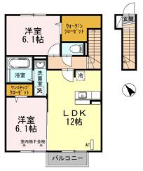 サスティナブル D-1(2LDK/2階)の間取り写真