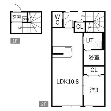 MIKATA (1LDK/2階)の間取り写真