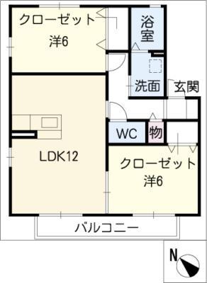 パルティール大高 A棟(2LDK/1階)の間取り写真