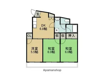 小山ハイツII(3DK/1階)の間取り写真