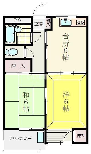 ハイツ田中(2DK/3階)の間取り写真