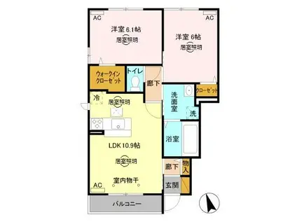 カレントIII101(2LDK/1階)の間取り写真