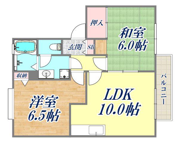 マインド倉橋(2LDK/2階)の間取り写真