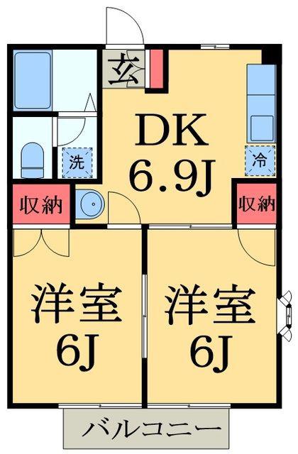 サニーハイツ大森台A(2DK/2階)の間取り写真