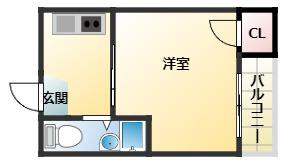 メイプルリーフ平野(1K/4階)の間取り写真