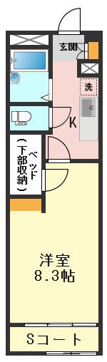レオパレスリバーポイント小岩II(1K/1階)の間取り写真