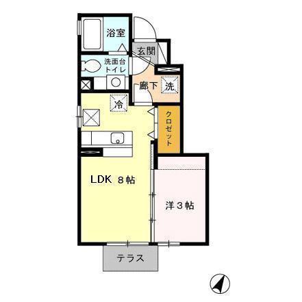 アクア B(1LDK/1階)の間取り写真