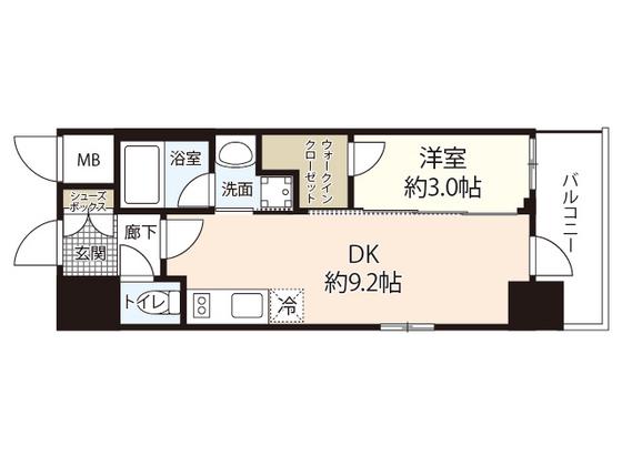 EC広島国泰寺(1DK/15階)の間取り写真