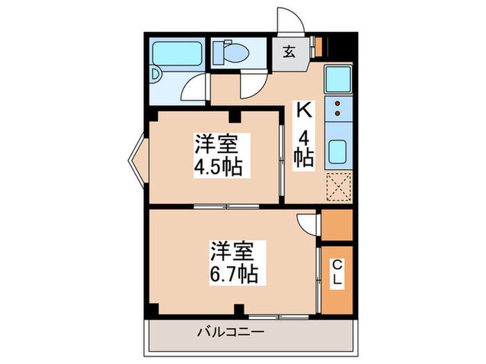 ルヴァンドベール福井(2K/3階)の間取り写真