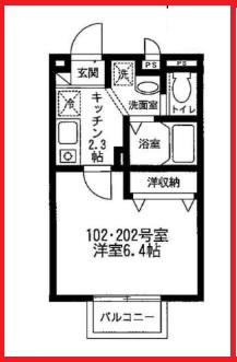 ラフルールエフ(1K/1階)の間取り写真