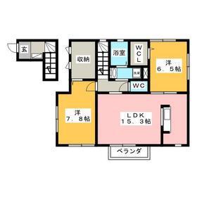 オーチャードII(2LDK/2階)の間取り写真