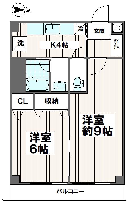 東都自動車ビルヂング(2K/9階)の間取り写真