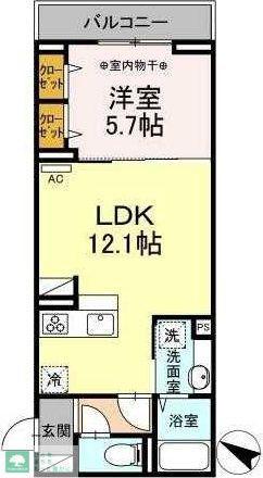 セレスティア北烏山(1LDK/2階)の間取り写真