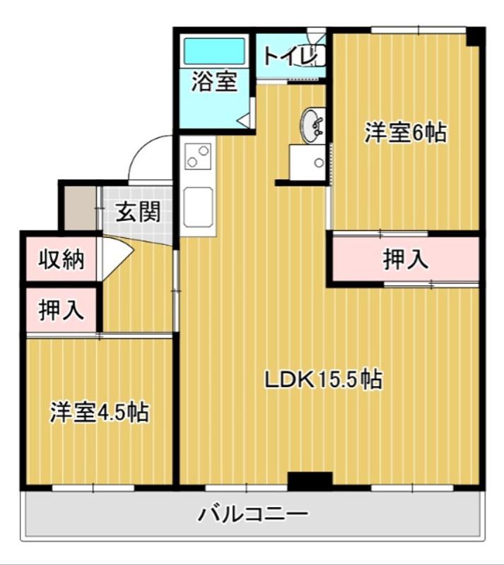 グランメール向陽 01(2LDK/5階)の間取り写真