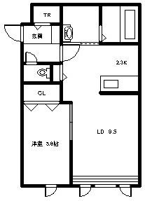 フルール(1LDK/1階)の間取り写真