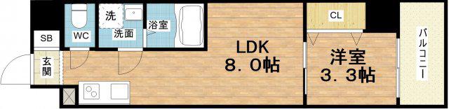 コートエスト都島(1LDK/5階)の間取り写真