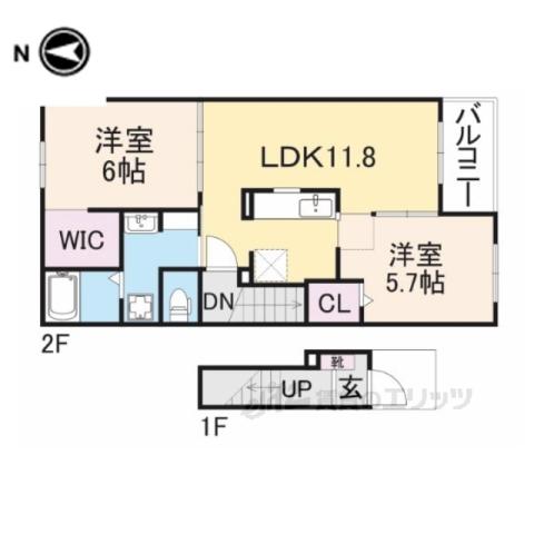 エスペラント・ボヌール3(2LDK/2階)の間取り写真