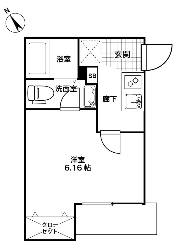YAMATE HOMES(1K/3階)の間取り写真