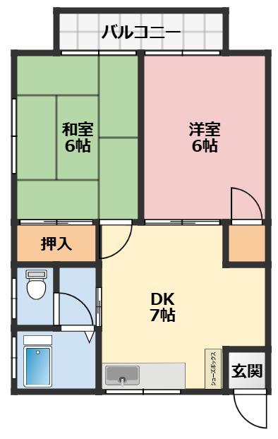 グリーンハイツ(2DK/1階)の間取り写真