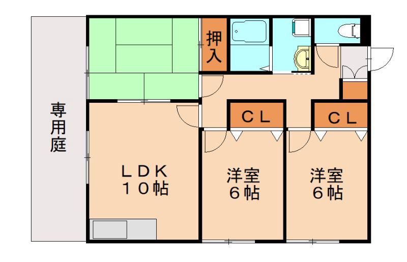 アスティオス洞南B棟(3LDK/1階)の間取り写真