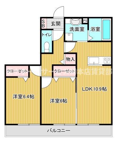 ELITE CHATEAU(2LDK/2階)の間取り写真