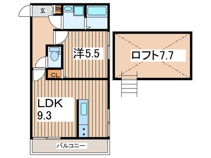 カーザフェリーチェ横浜西谷(1LDK/2階)の間取り写真
