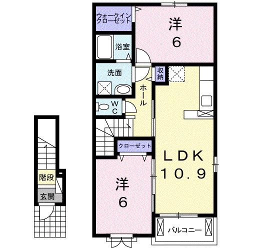 リバーサイド・三日月(2LDK/2階)の間取り写真
