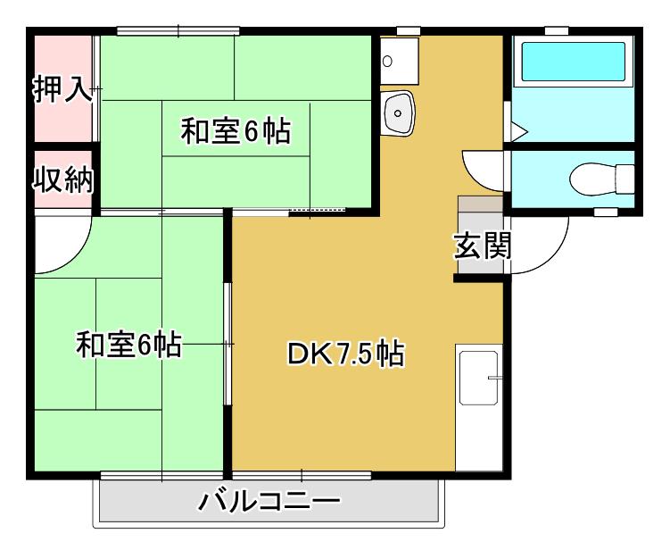 サンライフすずがみね(2DK/2階)の間取り写真