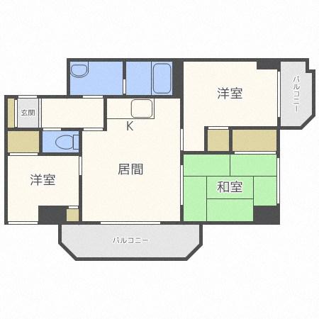 エクセレント15(3LDK/4階)の間取り写真