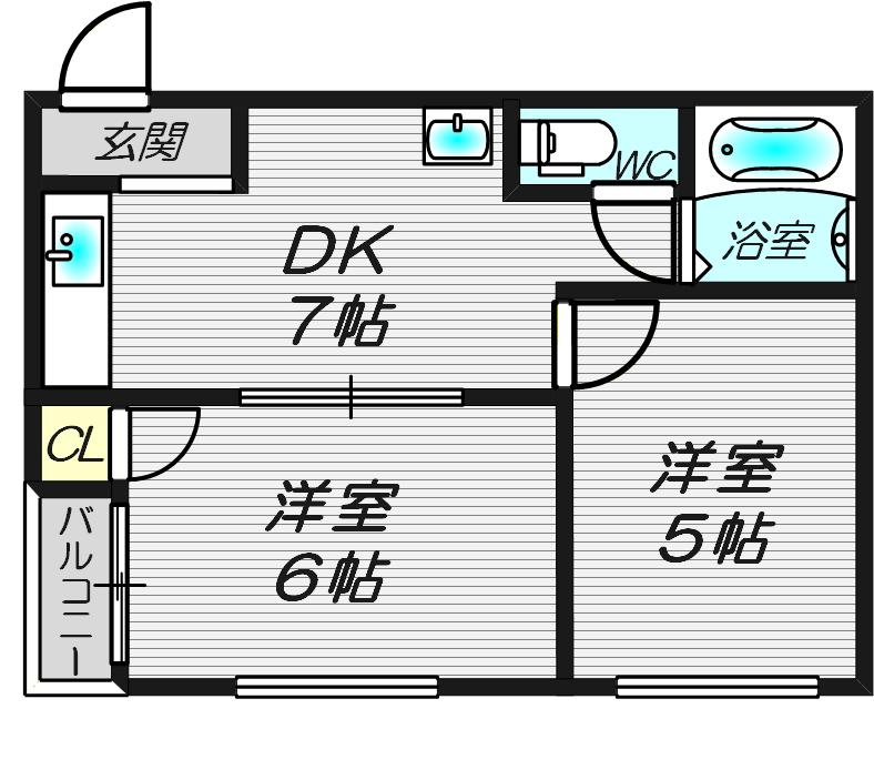 レジデンス三津屋(2DK/3階)の間取り写真