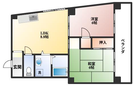 エレガンス穂積 5号館(2LDK/1階)の間取り写真