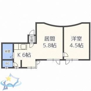 アーブ円山(1LDK/1階)の間取り写真