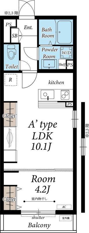 ウィルスター名取(1LDK/1階)の間取り写真