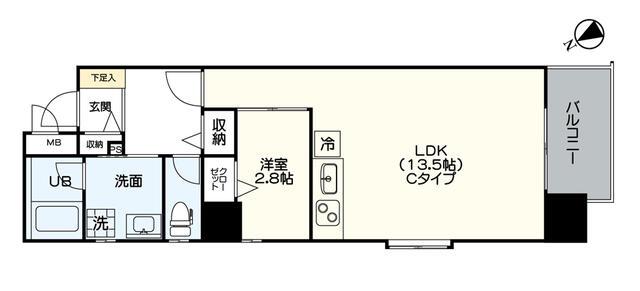 アヴァンティ久留米中央(1LDK/2階)の間取り写真