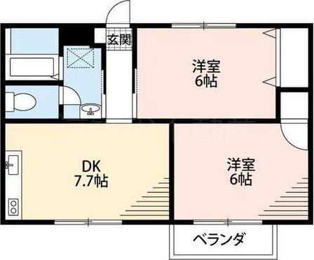 プラトIII(2DK/2階)の間取り写真