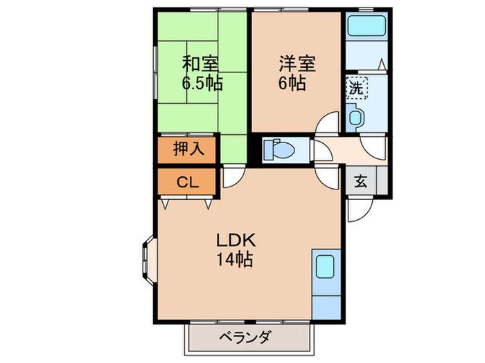 ウィンディア本城(2LDK/2階)の間取り写真