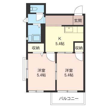 クィーンパレス(2K/2階)の間取り写真