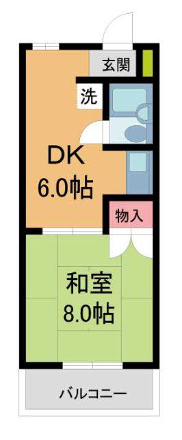 ソレイユ伊丹(1DK/2階)の間取り写真