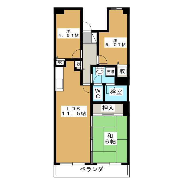 中葛西スカイハイツ(3LDK/10階)の間取り写真
