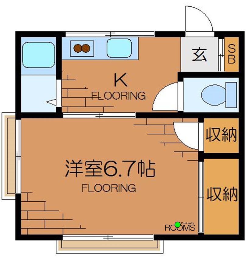 芹沢荘(1K/2階)の間取り写真