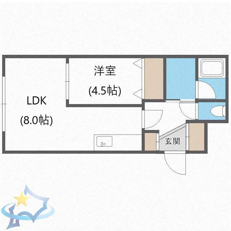カピテーヌ円山(1LDK/4階)の間取り写真