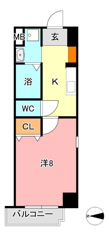 アルバ鹿田(1K/8階)の間取り写真