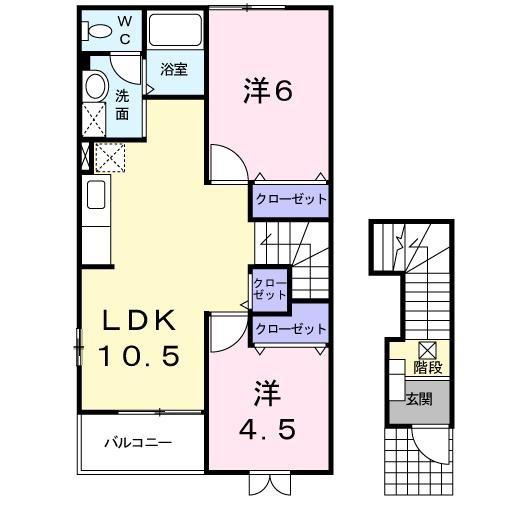 サニーパーク早島(2LDK/2階)の間取り写真