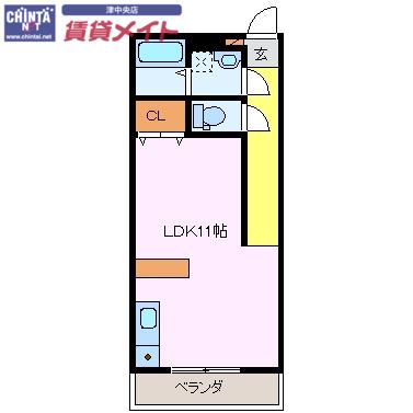 SHALOM SQUARE(ワンルーム/4階)の間取り写真