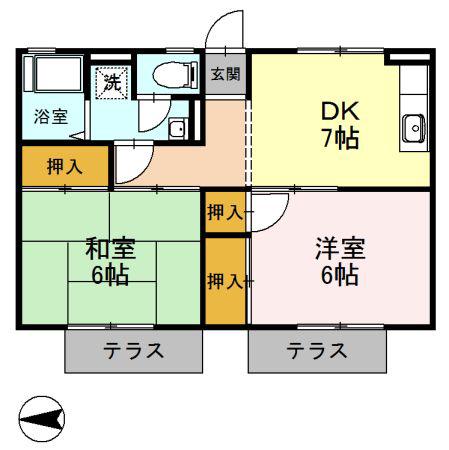 ラインハイツ(2DK/1階)の間取り写真