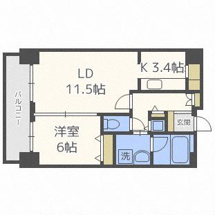 8・3スクエアディーグラフォート札幌ステーションタワー(1LDK/21階)の間取り写真
