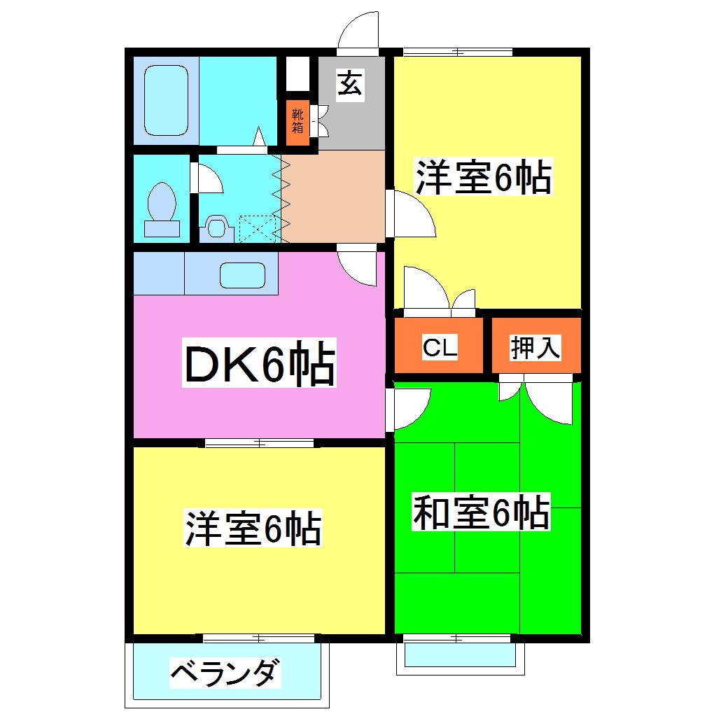 リバーサイドハイツ(3DK/1階)の間取り写真